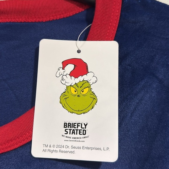 Grinch Pajamas NEW soft plush xxl polyester plaid Blue Green cozy winter set - Picture 4 of 5